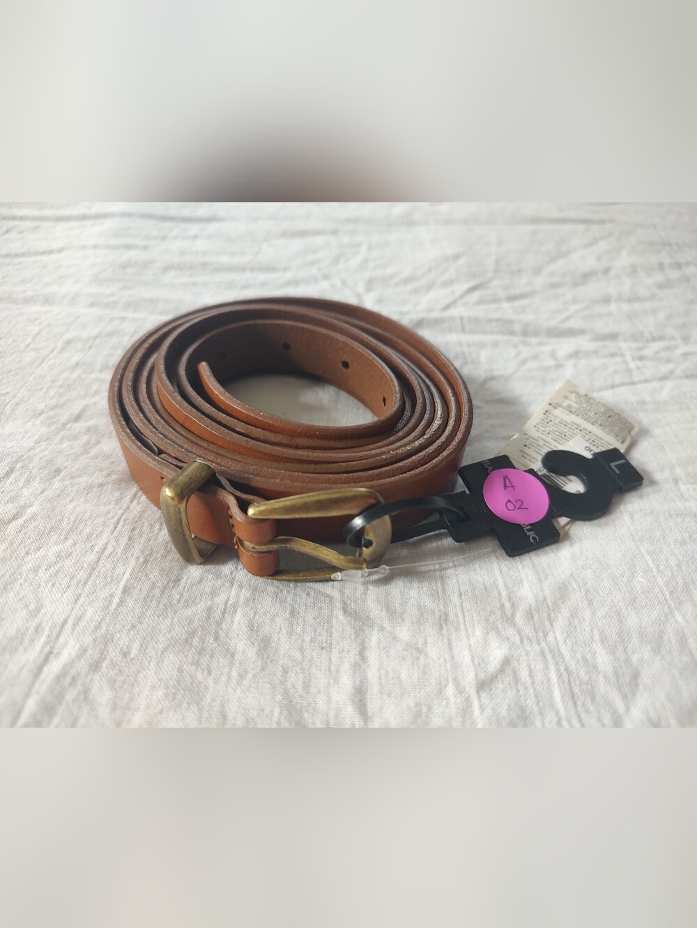 Banana Republic Brown Leather Belt Brass Buckle Double Wrap Casual Skinny